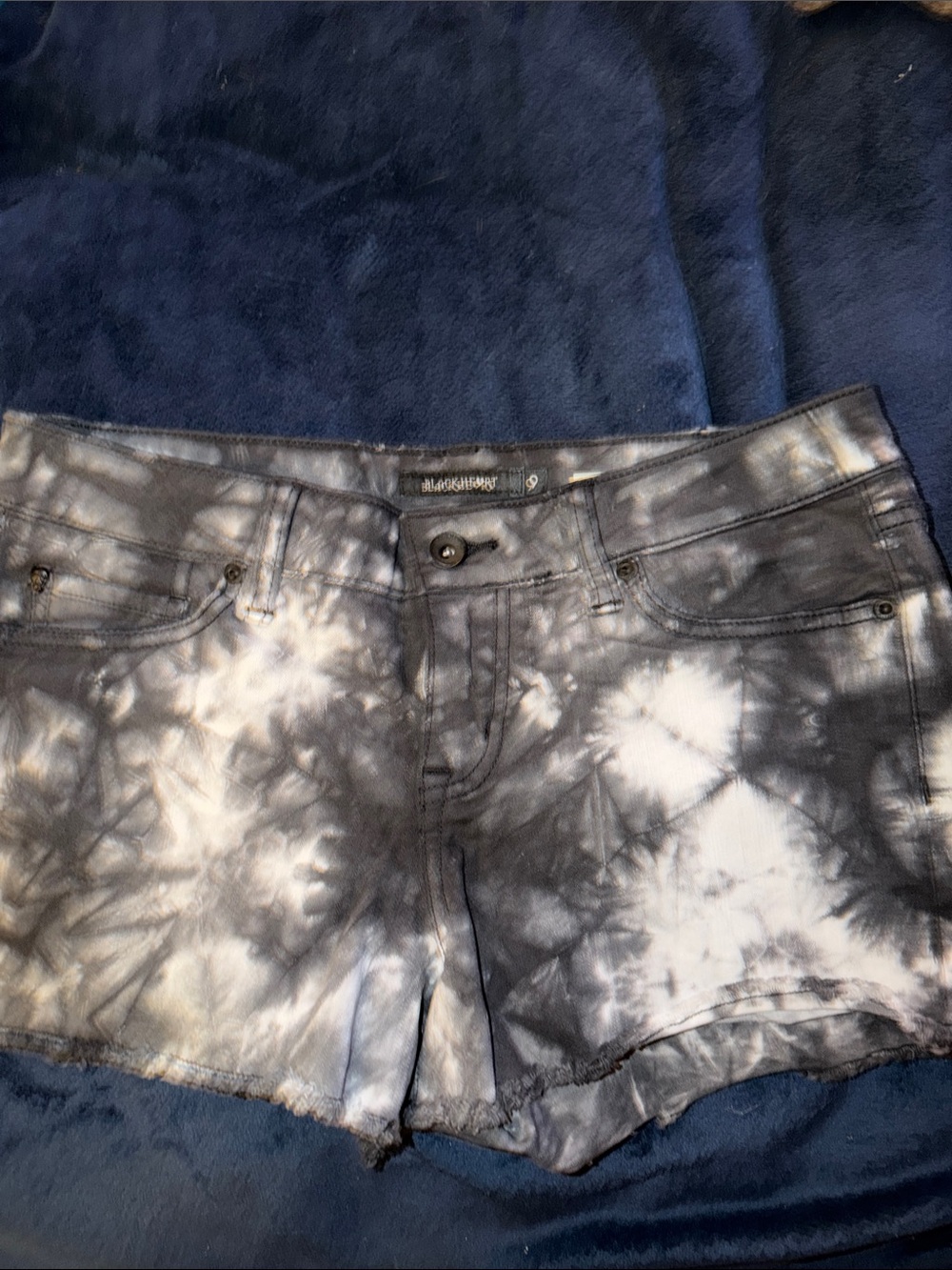 Blackheart Black and White Tie-Dye Denim Shorts